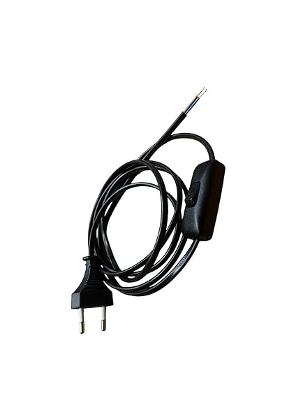 Adet Fişli Anahtarlı Arapuarlı Hazır Kablo | 2 Metre, 0.50 Mm² Siyah | Aplik, Abajur, Masa Lambası, LED Trafosu Için Pratik Uzatma Kablosu (3) fırsatları