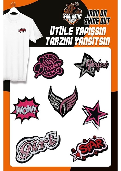 Arma Ütü Ile Yapışan Dokuma Seti Patch Yama Gırl Modeli