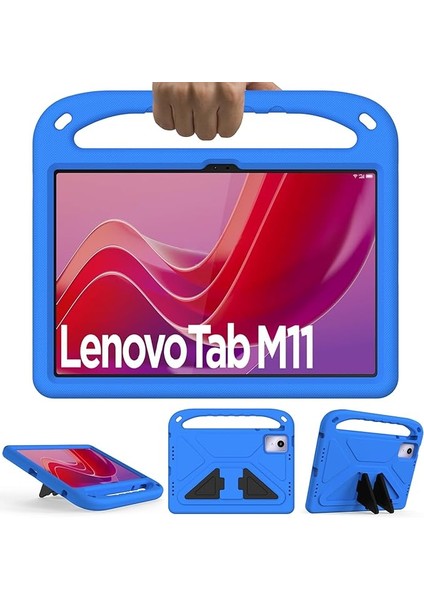 Lenovo Tab M11 11 Inç Tablet TB330FU 2024 Için Çocuk Kılıfı, Hafif Darbeye Dayanıklı Saplı Stand Kılıf - Mavi