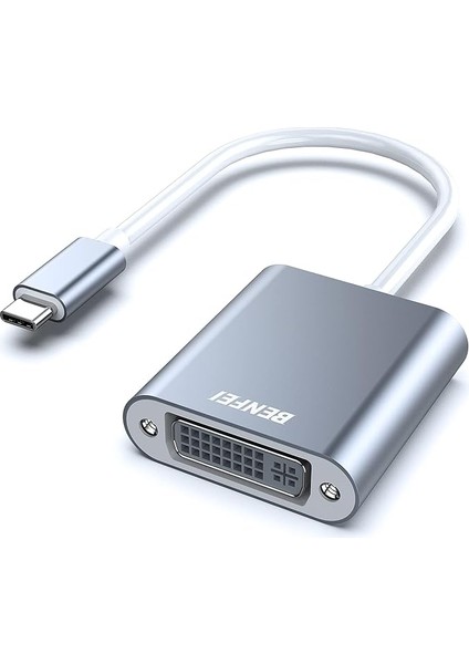 USB C - DVI Adaptörü, Tip-C - DVI Adaptörü [thunderbolt 3/4 Uyumlu] iPhone 15 Pro/max, MacBook Pro/air 2023, iPad Pro, Imac, S23, Xps 17, Surface Book 3 ve Daha Fazlası ile - Gri