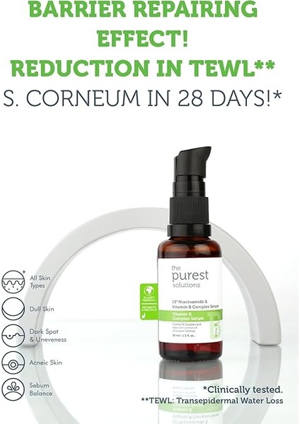 Purest Solutions, Bariyer Güçlendirici ve Yatıştırıcı B Vitamini Cilt Bakım Serumu 30 ml (%10 Niacinamide + Provitamin B5) modelleri
