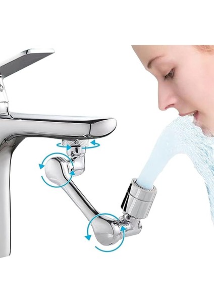 1080 ° Döner Lavabo Musluk Uzatıcı, Musluk Havalandırıcı, Evrensel Döner Büyük Açılı Döner Robot Kol Su Başlığı Musluk Adaptörü, Musluklar