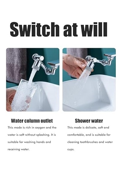 1080 ° Döner Lavabo Musluk Uzatıcı, Musluk Havalandırıcı, Evrensel Döner Büyük Açılı Döner Robot Kol Su Başlığı Musluk Adaptörü, Musluklar modelleri