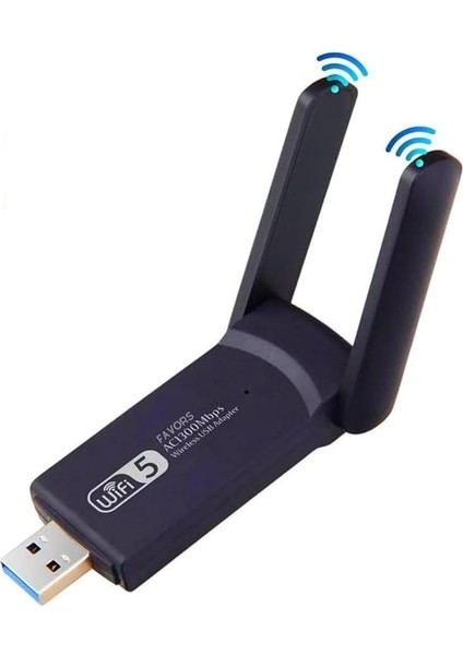 Wifi Adaptörü Dual Band Çift Antenli AC1300 Mbps Wifi Alıcı Ağ Kartı Sinyal Güçlendirici