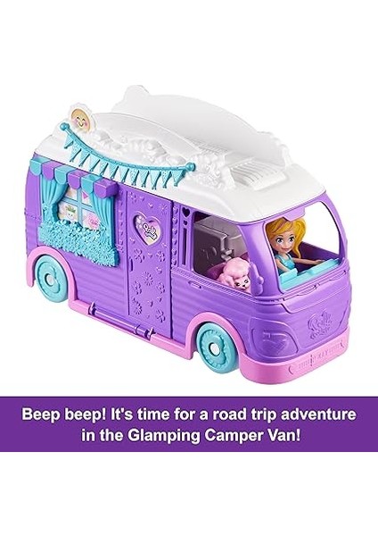 Pocket™ Muhteşem Karavan Polly Pocket Muhteşem Karavan, Bebek ve Evcil Hayvan Oyun Seti, Kamp ve Yiyecek Temalı Aksesuarlar, Seyahat Oyuncağı JCC32 modelleri