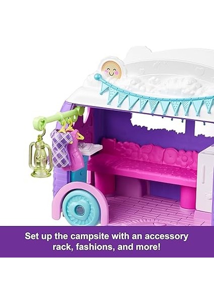 Pocket™ Muhteşem Karavan Polly Pocket Muhteşem Karavan, Bebek ve Evcil Hayvan Oyun Seti, Kamp ve Yiyecek Temalı Aksesuarlar, Seyahat Oyuncağı JCC32 fırsatları