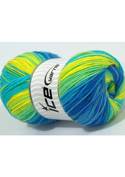 Yarns 4X100GR. Magic Light Turkuaz, Yeşil Tonları, Mavi Tonları