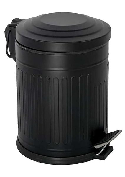 5-12- 16 Lt Vintage Serisi Amortisör Kapaklı Çöp Kovası (Banyo - Mutfak - Tuvalet - Balkon) (Siyah, 5 Litre)