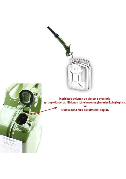 Metal Benzin Bidonu 20 Litre Akaryakıt Mazot Taşıma Doldurma Depolama Bidonu + Aktarma Borusu modelleri