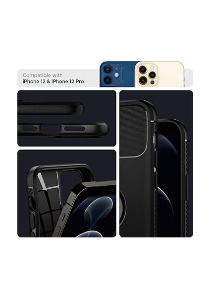 iPhone 12 / iPhone 12 Pro Kılıf Rugged Armor Matte Black - ACS01700 modelleri