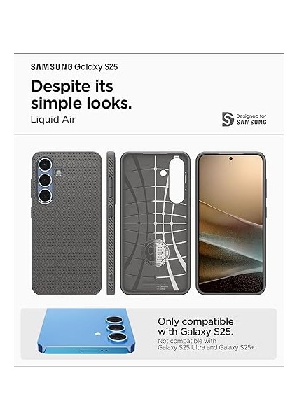 Galaxy S25 Ince Kılıf Liquid Air Hava Kanalı Teknolojisi™ Askeri Sınıf Koruma Marble Gray Dokulu Yüzey Kapak - ACS09404 fiyatları