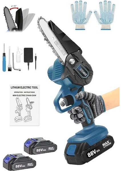 Alman 88 V 5 Ah Çift Akülü Dal Kesme Budama Testere Bıçkı Makinesi Çantalı 10 cm Palalı fiyatları