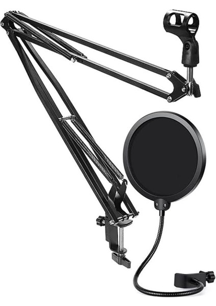 NB40 Pro Mikrofon Standı + Ps-01 Pop Filter (50X50 Büyük Boy)