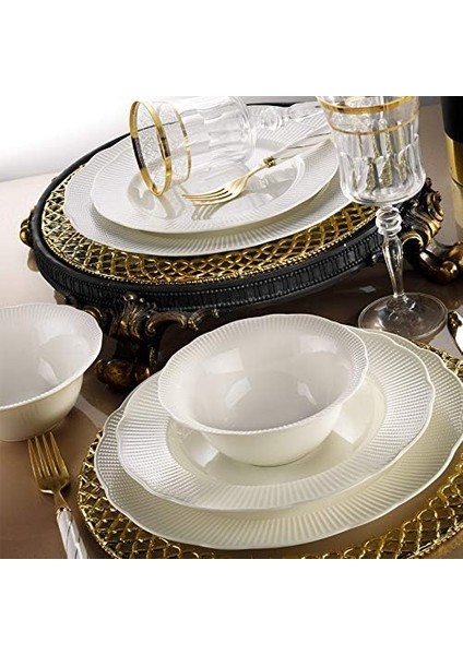 Porselen Bone Ilay 24 Parça 6 Kişilik Yemek Seti, Krem fiyatları