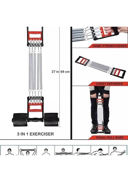 5 Dirençli El Ayak Göğüs Yayı Çelik Yay Spor Aleti CKS-119 indirimleri