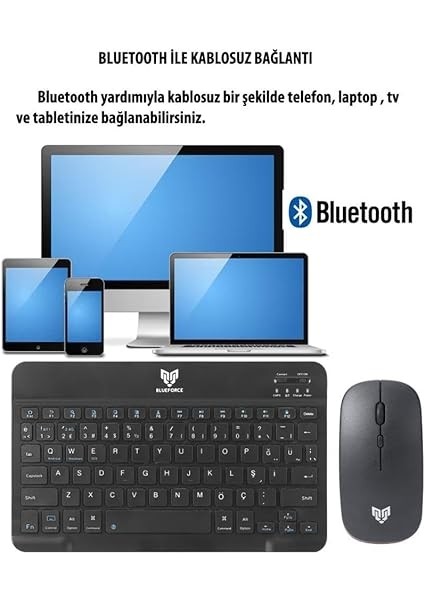 Km-33 Wireless Bluetooth Kablosuz Klavye Mouse Set Siyah Tablet,laptop, Telefon, Tv Uyumlu fırsatları