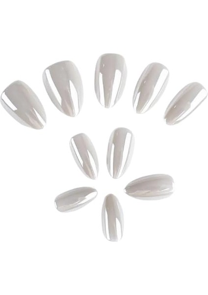 Beauty Takma Tırnak Seti &amp; Zararsız Yapıştırıcı Gri Hailey Bieber