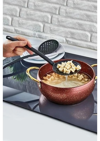 4 Parça Yanmaz Yapışmaz Teflon Kaplama Servis Seti Kepçe Kevgir Spatula Kaşık Plastik Servis Takımı indirimleri