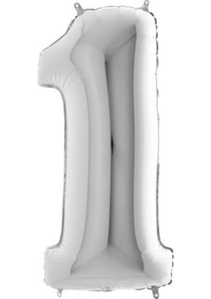 Vitrini 1 Rakamlı 16 Inç Gümüş Renk Folyo Balon 36 cm (Gümüş)