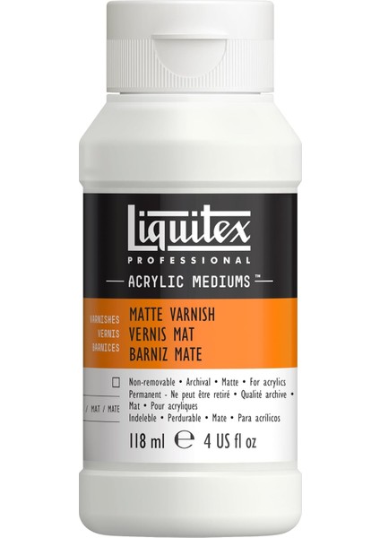 5204 Profesyonel Mat Vernik, Akrilik Boyalar Için Son Kat Verniği - Saten Son Kat, Sararma Yapmayan, Eskimeye Karşı Dayanıklı, Hızlı Kuruyan, Arşiv Kalitesinde - 4oz Şişe, Şeffaf