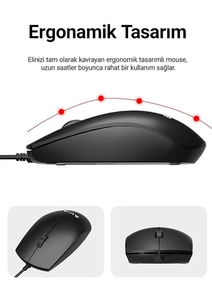 AC101 Kablolu Türkçe Q Klavye ve 1200 Dpı Optik Mouse Seti fırsatları