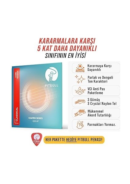 Klasik Gitar Teli Coated Seri Hard Tansiyon Set Ccg Ht fiyatları