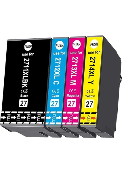 Workforce WF-3620 WF-3620 Için Epson 27 Xl Için Ogouguan 27XL Mürekkep Kartuşu Değiştirme WF-3640 WF-7110 WF-7210 WF-7610 WF-7620 WF-7715 WF-7720 (1 Siyah, 1 Camgöbeği, 1 Macenta, 1 Sarı)