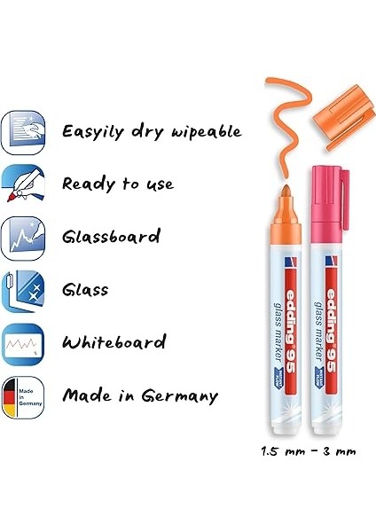 95 Cam Kalemi - Yuvarlak Uç - 1,5-3mm - 6'lı Set Karışık Renkler fiyatları