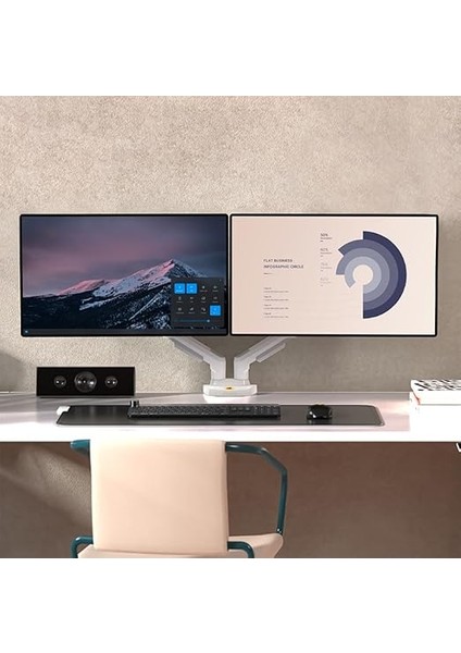 Bayou Nb Çift Monitör Masa Montaj Standı Tam Hareket Döner Bilgisayar Monitör Kolu Iki Ekran Için 17-27 Inç ile 4.4~20 Lb Yük Kapasitesi Her Ekran Için F160-W fırsatları