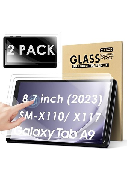 2 Adet Tam Ekran Koruyucu Folyo Samsung Galaxy Tab A9 8,7 Inç 2023 Için Ekran Koruyucu 9h Sertlik Çizilmez Kabarcıksız Folyo Cam Samsung SM-X110/X115/X117 Için