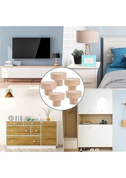 12'li Paket Ahşap Mobilya Topuzu, Kapı Çekmece Kulpları, Dolaplar ve Çekmeceler Için Topuzlar, Vidalı Dolap Topuzu, Şifonyer, Mobilya Için Ahşap Topuzlar, 35 x 26 mm - A fiyatları