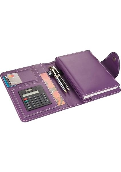 5182 Ajanda Tarihsiz Çizgili 14X20 Cm. Ajanda/defter Hesap Makineli Suni Deri Organizer, Lila fiyatları
