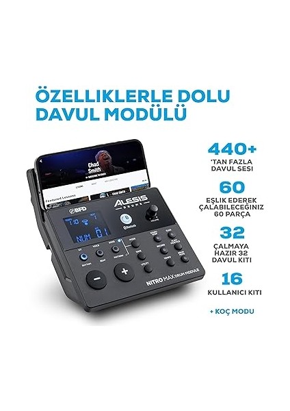 Nitro Max Kit - Elektronik Davul Seti, Dijital Bateri, Sessiz Mesh Pedli, 10 Inç Çift Bölgeli Trampet, Bluetooth, 440+ Otantik Ses, Drumeo, USB Mıdı, Tekme Pedalı modelleri