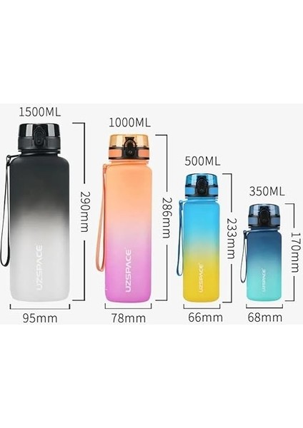 500ML Soft Touch Çift Renk Motivasyon Tritan Su Matarası (Siyah-Kırmızı) indirimleri
