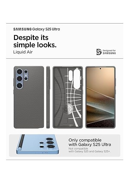 Galaxy S25 Ultra Ince Kılıf Liquid Air Hava Kanalı Teknolojisi™ Askeri Sınıf Koruma Granite Gray Dokulu Yüzey Kapak - ACS08954 fiyatları