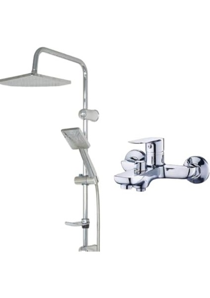 Robot Yağmurlama Duş Seti, Fleko Banyo Bataryası 2li Modern Set (Krom Hawai 2 Li Set)