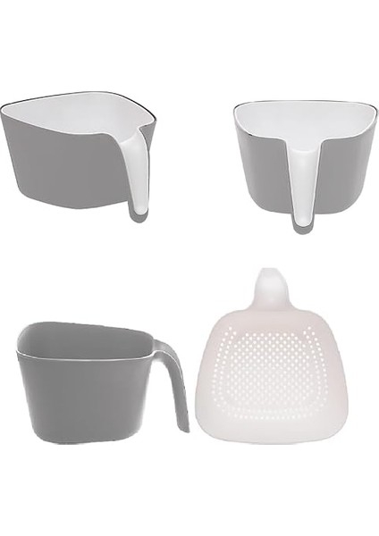 G-575 2 Parça Plastik Süzgeç Çok Amaçlı Makarna Meyve Sebze Pirinç Yıkama Süzgeci Gri Beyaz modelleri