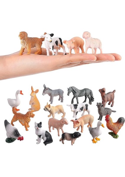 Mini Hayvan Figürleri, 16 Adet Gerçekçi Çiftlik Hayvanları Oyuncak Kek Toppers Için, Eğitici Oyuncaklar, Doğum Günü Partisi Hediyesi Çocuklar Için Bebekler Için Hediye