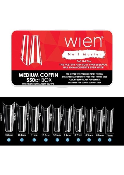 Nesil Protez Tırnak Jel Tips Soft Gel Tips Medium Coffin 550 Adet