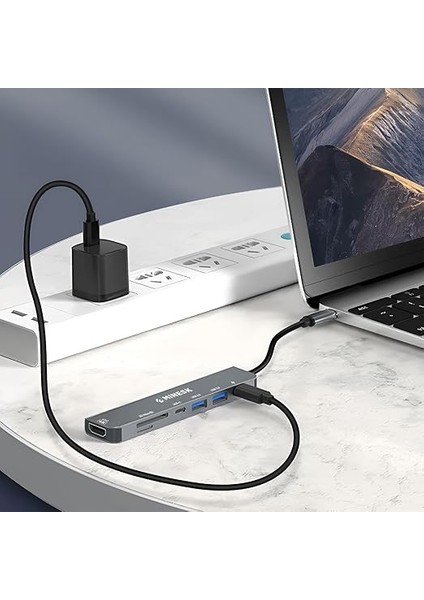 Macbook ile Uyumlu Usb-C Hub Çoklayıcı Hdmı/sd Card/micro Sd/usb 2.0/usb 3.0/usb-C/pd 100WATT / Bağlantı Port USB Çoklayıcı Adaptör (7-In -1 Multi Hub Hdmı) indirimleri