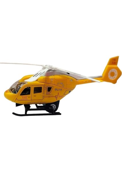 Sesli Işıklı Metal Ambulans Helikopter Çek-Bırak Döner Pervane Açılır Kapılar modelleri
