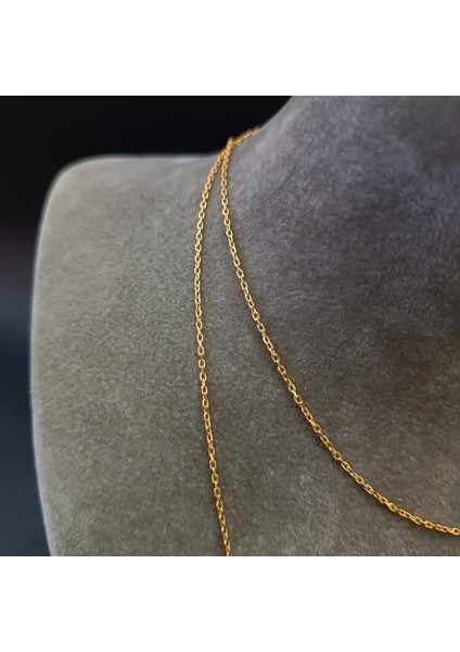 925 Ayar Gümüş Kolye Zinciri - Gold (Altın) Renk -22CM fiyatları