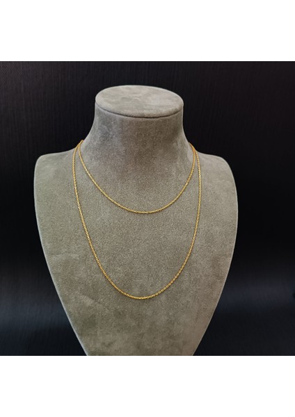 925 Ayar Gümüş Kolye Zinciri - Gold (Altın) Renk -22CM modelleri