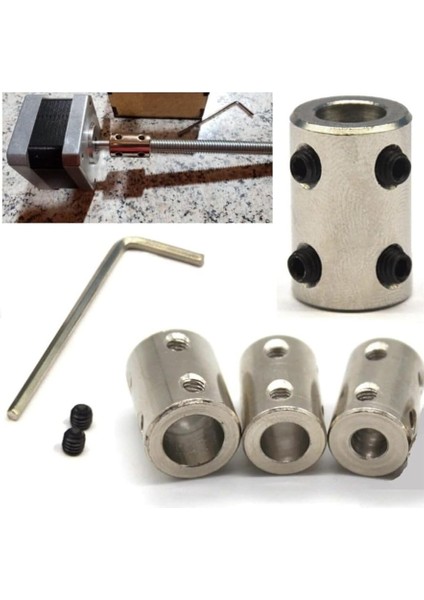 Cnc Motor Şaftı Çoğaltıcı 5-8mm 6-8mm 8-8mm Şaft Kaplini 3lü Bağlantı Elemanı Okul Proje Uygulama