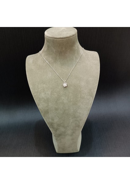 925 Ayar Gümüş Zirkon Taşlı Dönen Çiçek Model Kadın Kolye-Şık Tasarım - 21 cm (+5cm) fiyatları