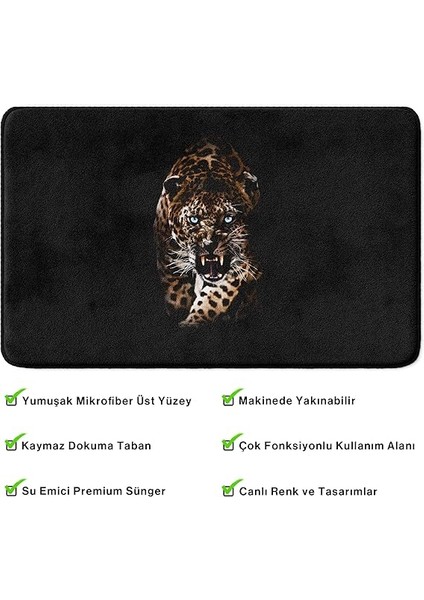 Sevimli Tasarımlı Mikrofiber Banyo Paspası, Kaymaz Taban, Makinede Yıkanabilir (149_BPSM, 40X60) fırsatları