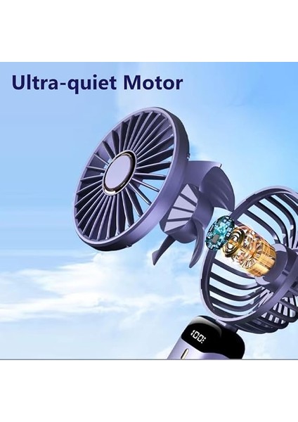 Taşınabilir El Vantilatörü, USB Şarj Edilebilir Kişisel Fan, 4800MAH, 90° Katlanabilir Mini Masa Fanı, LED Dijital Ekranlı 5 Hız Çok Fonksiyonlu Fan Dış Mekan Iç Mekan Için (Mavi) fırsatları