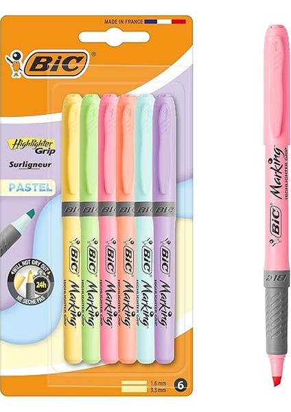 Intensity Highlighter Grip Pastel Marker Fosforlu Kalem 6'lı Blister, Su Bazlı Mürekkep, 6 Pastel Renk, Kauçuk Tutaçlı fiyatları