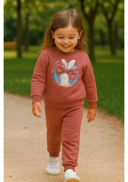 Kız Çocuk Kışlık Eşofman Takımı Sweatshirt Alt Pamuklu Üç Iplik Şardonlu 1-2-3-4 Yaş fiyatları