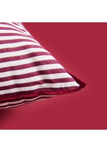 Soft Earthy Hues Çizgili Kırlent - Ekru / Mürdüm - 40X40 cm modelleri